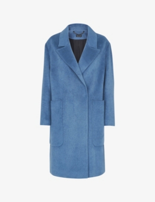 Whistles Womens Blue Lana Wool-blend Cocoon Coat L