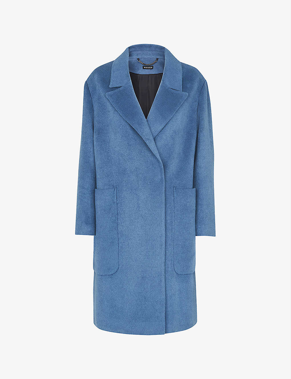 Whistles Womens Blue Lana Wool-blend Cocoon Coat L