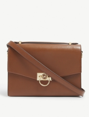 Michael Michael Kors Hendrix Medium Leather Messenger Bag In Luggage |  ModeSens