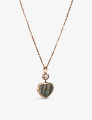 CHOPARD: Happy Hearts 18ct rose-gold, 0.05ct diamond and mother-of-pearl pendant