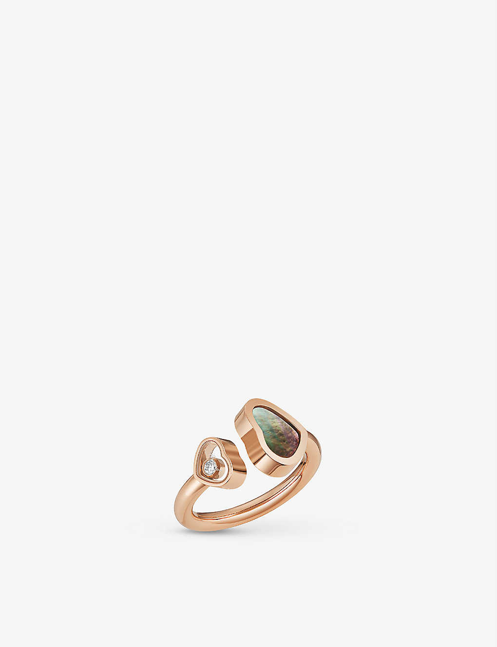 Chopard Womens Rose Gold Happy Hearts 18ct Rose-gold, 0.04ct Diamond And Mother-of-pearl Ring