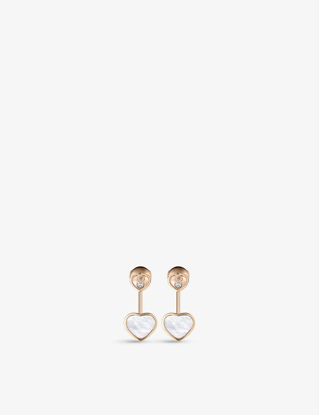 Chopard Women's Rose Gold Happy Hearts 18ct Rose-gold, 0.08ct Diamond And Mother-of-pearl Earrings