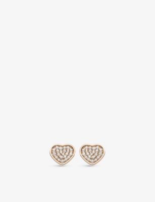 Chopard Happy Hearts 18ct Rose-gold And 0.8ct Diamond Earrings In Rose Gold