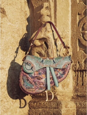 Saddle Bag Blue Multicolor Dior Around the World Embroidery - Bags -  Women's Fashion, DIOR