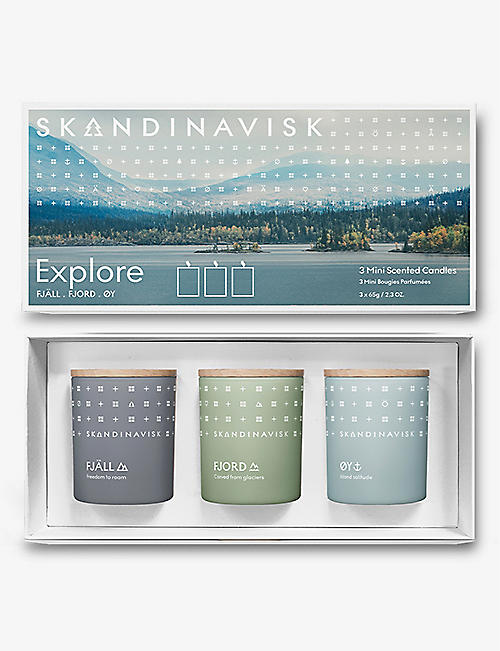 SKANDINAVISK: Explore mini scented candle pack of three