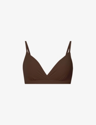 Skims Fits Everybody Stretch-woven Bandeau Bra In Cocoa