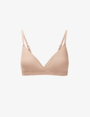 Skims Stretch-jersey Crossover Bralette In Neutral