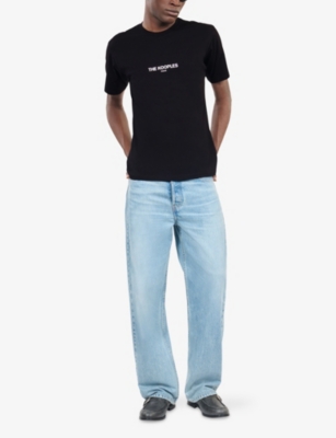 The Kooples Mens Black Logo-print Short-sleeve Cotton T-shirt In Black