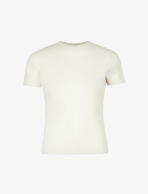 Shop Skims Round-neck Cotton-jersey T-shirt In Bone