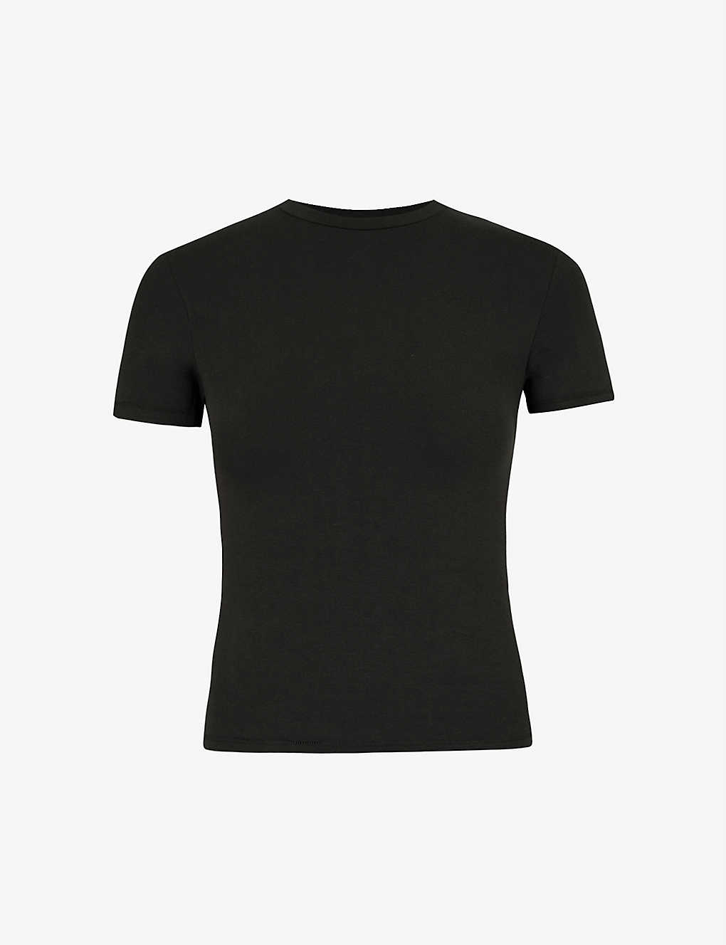 Shop Skims Women's Soot Round-neck Cotton-jersey T-shirt