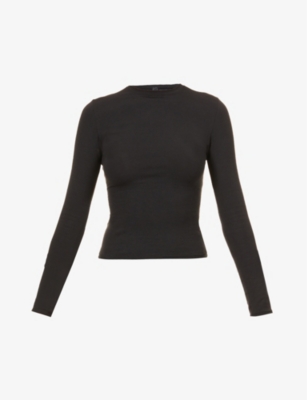 Black Long Sleeve Tight Sexy Ladies Plain Bralette Crop Tops - China  Cropped Long Sleeve Shirt and Long Sleeve Crop Blouse price