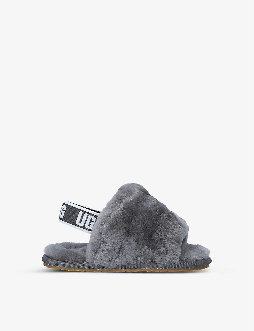 Ugg Kids' Fluff Yeah Logo-strap Sheepskin Sandals 2-5 Years In Grey