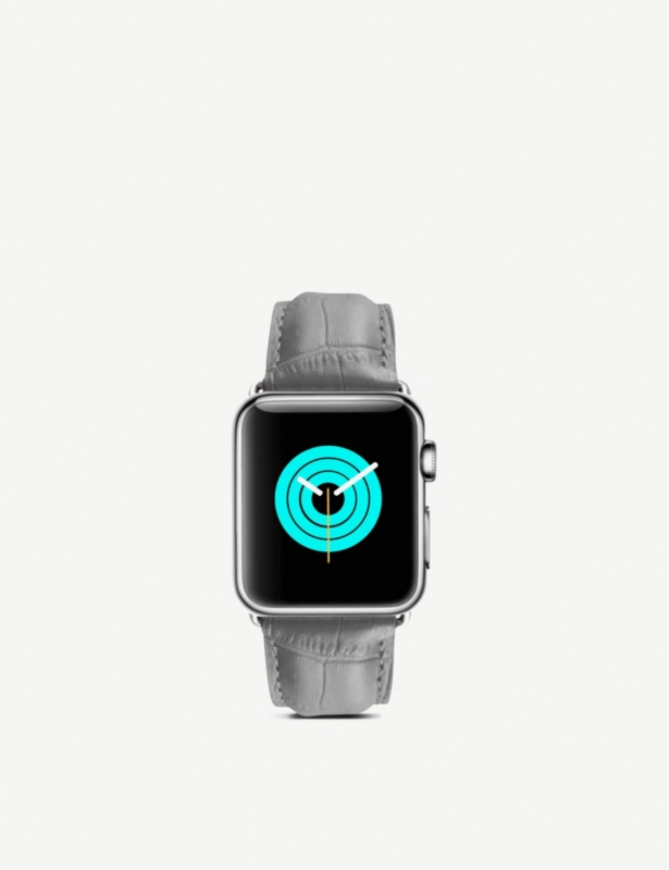 Apple Watch alligator-embossed leather strap and stainless steel case 42/44mm