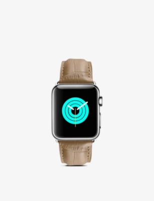 MINTAPPLE: Apple Watch alligator-embossed leather strap and stainless-steel case 42mm/44mm