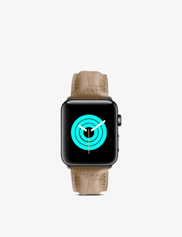 Apple Watch alligator-embossed leather strap and stainless-steel case 44mm