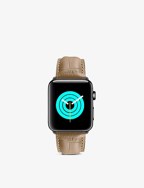 MINTAPPLE：Apple Watch 鳄鱼纹压花皮革表带和不锈钢表壳 40 毫米