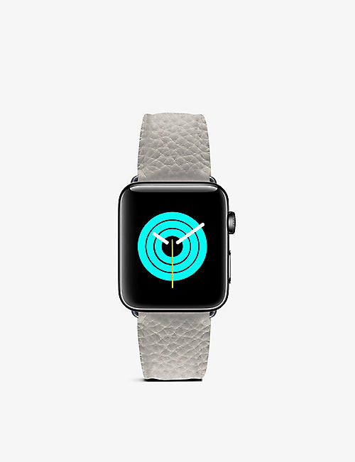 MINTAPPLE: Apple Watch grained-leather strap and stainless steel case 44mm