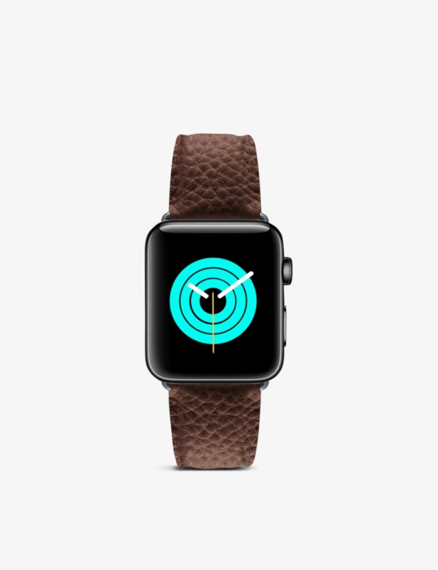 Apple Watch grained-leather strap and stainless steel case 44mm