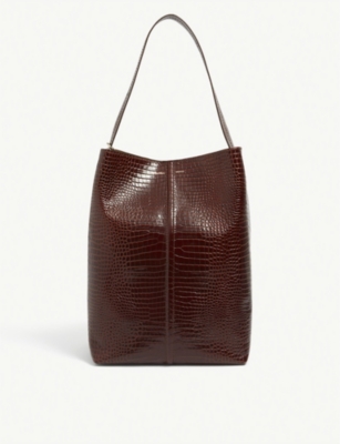 Max Mara Plage Croc-embossed Leather Tote Bag In Cuoio
