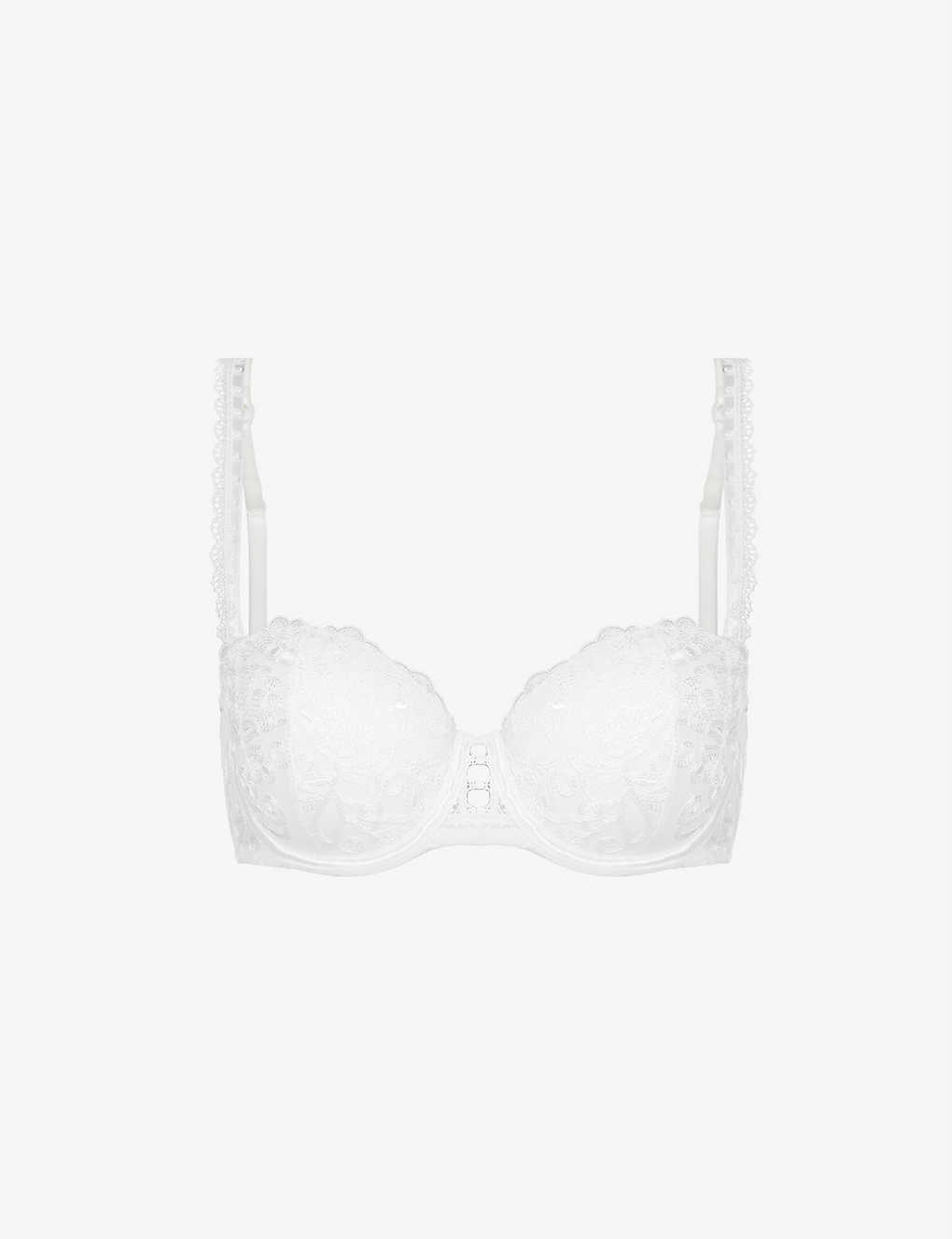 Shop Aubade Toujours Stretch-lace Strapless Bra In Opale