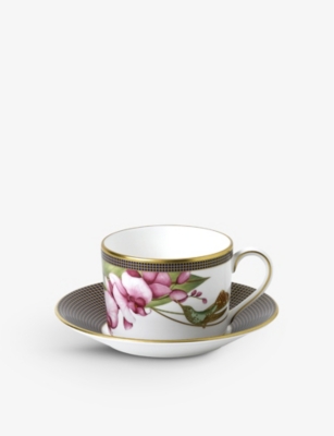 WEDGWOOD: Hummingbird fine bone china teacup and saucer set