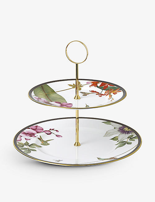 WEDGWOOD: Hummingbird fine bone china two-tier cake stand