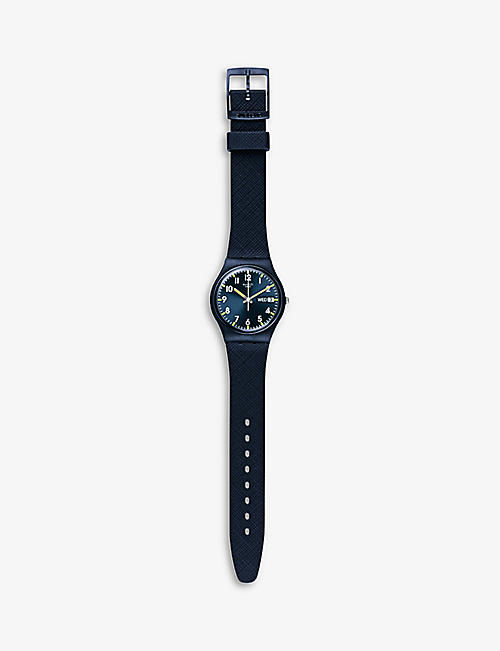 SWATCH: GN718 Sir Blue silicone and plastic quartz watch