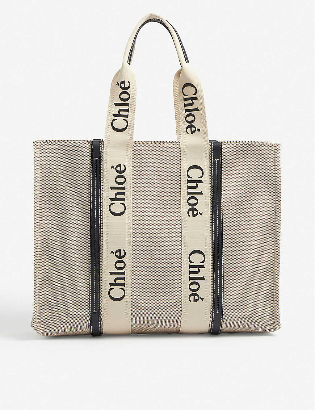 CHLOE - Woody large canvas and leather tote bag | Selfridges.com
