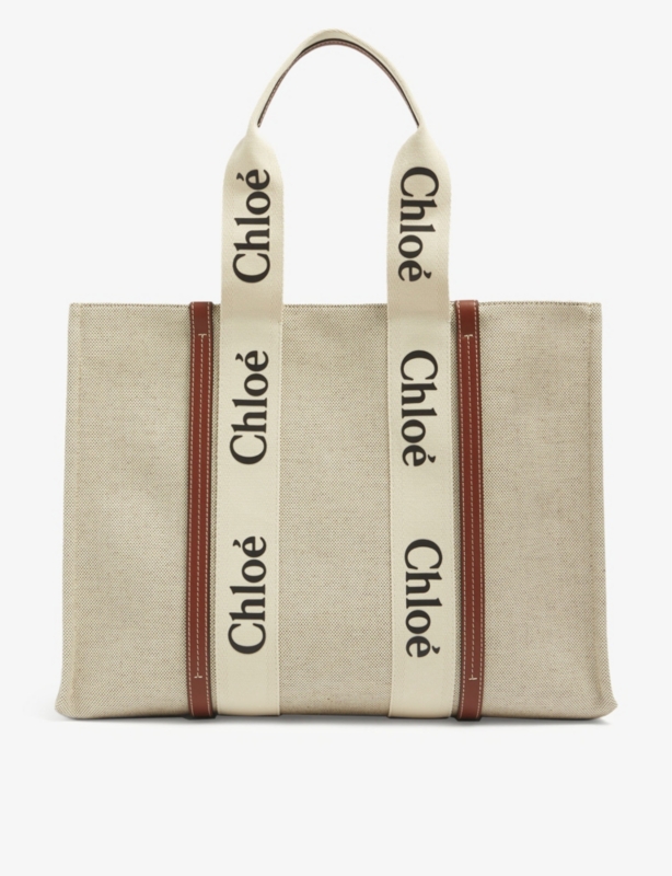 Woody large canvas and leather tote bag