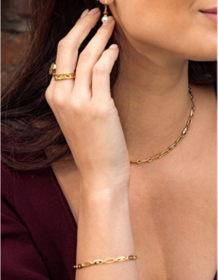 ASTLEY CLARKE: Celestial Orbit 18ct yellow gold-plated vermeil sterling silver and sapphire bracelet