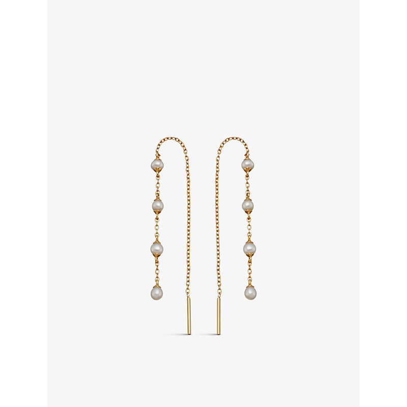 Astley Clarke Womens Yellow Gold Vermeil Stilla 18ct Gold-plated Vermeil Silver And Pearl Earrings
