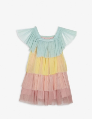 MERI MERI: Rainbow ruffled woven dress and crown costume set 3-6 years