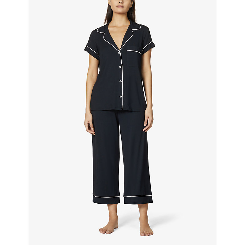 Shop Eberjey Gisele Stretch-jersey Pyjama In Black Sorbet