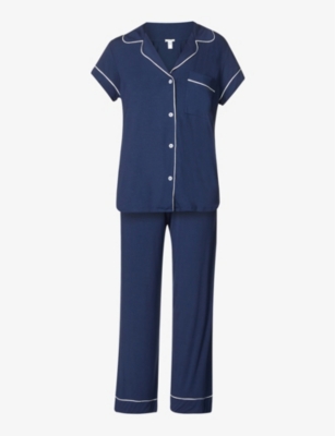 Shop Eberjey Women's Vy Ivory Gisele Stretch-jersey Pyjama Set In Blue