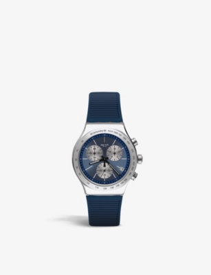 SWATCH MENS BLUE YVS475 LOST IN THE SEA STAINLESS-STEEL AND SILICONE QUARTZ WATCH R03737206