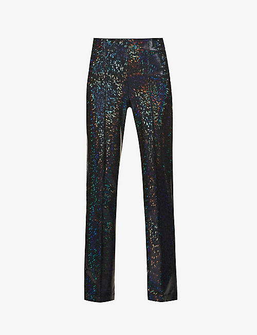 SAKS POTTS: Lissi shimmer high-rise stretch-woven trousers