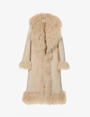 SAKS POTTS - Bonnie shawl-collar suede and shearling coat | Selfridges.com