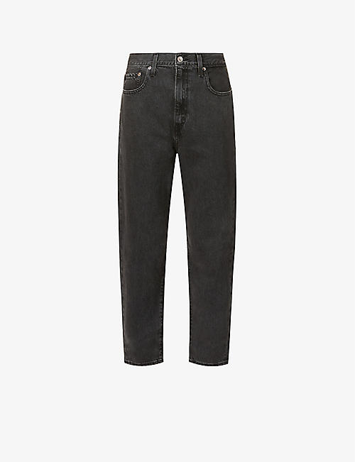 LEVIS: Faded wash tapered-leg high-rise jeans