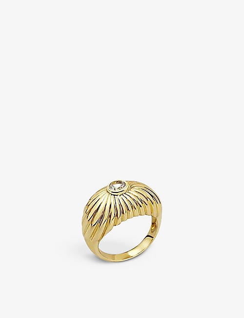 DAPHINE: Gisele 18ct gold-plated and zircon ring