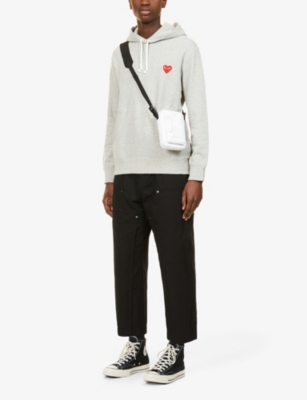 Comme Des Garçons Play Embroidered Heart Hoodie In Grey ModeSens - Main Image