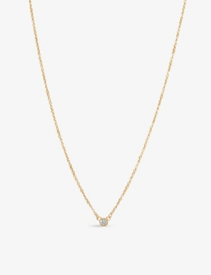 Edge Of Ember Womens Yellow Gold Solitaire 14ct Yellow-gold Diamond Necklace