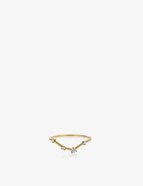 EDGE OF EMBER: Constellation recycled 14ct yellow gold and 0.013ct diamond ring