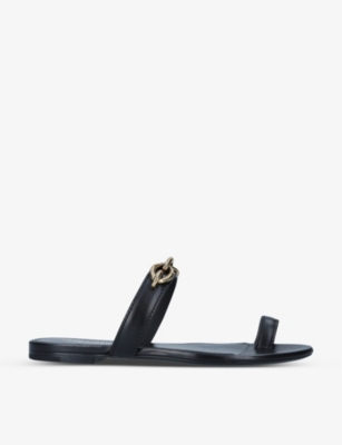 SAINT LAURENT: Jota chain-embellished leather sandals