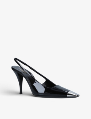 SAINT LAURENT Blade 90 slingback patent leather heeled courts