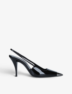 SAINT LAURENT Blade 90 slingback patent leather heeled courts