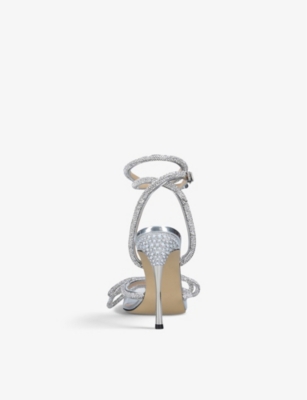 MACH & MACH Double Bow crystal-embellished PVC heeled sandals