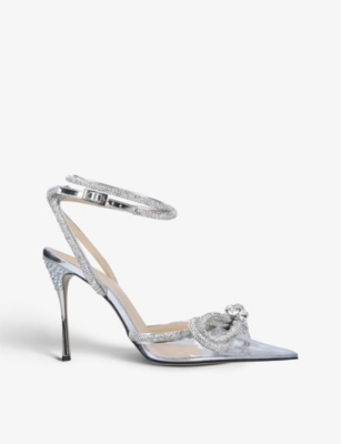 MACH & MACH: Double Bow crystal-embellished PVC heeled sandals