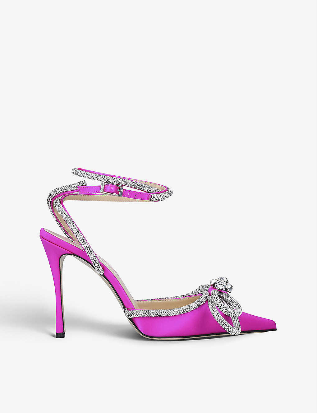 MACH & MACH Double Bow crystal-embellished satin heeled sandals