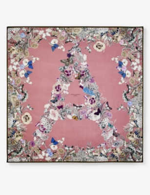 Shop Aspinal Of London Women's Rose Ombre ‘a' Floral Silk Scarf