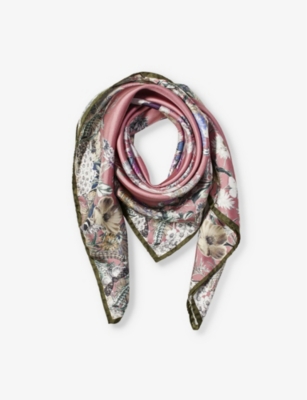 Shop Aspinal Of London Women's Rose Ombre ‘a' Floral Silk Scarf